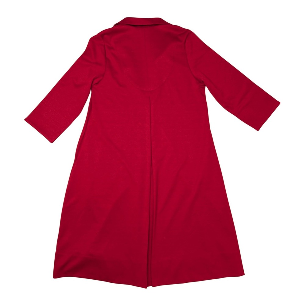 Gretchen Scott Shirt Dress Womens M Red Knit A-Line Gold Buttons Midi - Picture 2 of 6